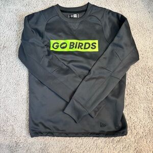 New Era Grey Sweatshirt with Neon Green GO BIRDS Graphic Philadelphia eagles